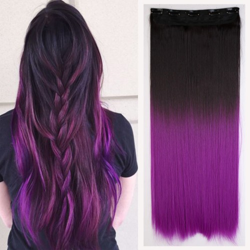 Predlžovanie vlasov, účesy - Clip in vlasy - 60 cm dlhý pás vlasov - ombre štýl - 2/30 T Purple