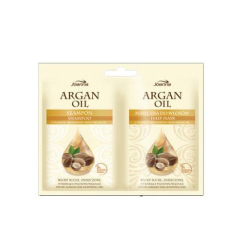 Predlžovanie vlasov, účesy - Joanna HS Argan oil - šampón a maska sáčok 2 x 10 ml