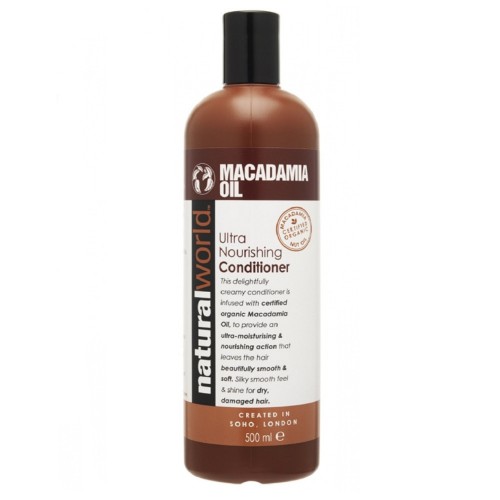 Predlžovanie vlasov, účesy - Natural World Macadamia oil vlasový kondicionér, 500 ml
