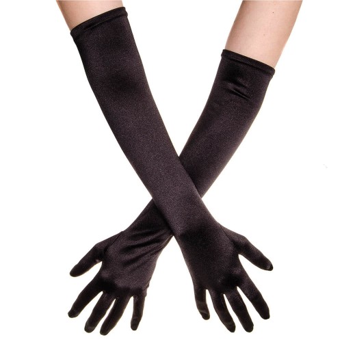 Domácnosť a zábava - Spoločenské saténové rukavice 45 cm - čierne