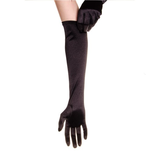 Domácnosť a zábava - Spoločenské saténové rukavice 45 cm - čierne