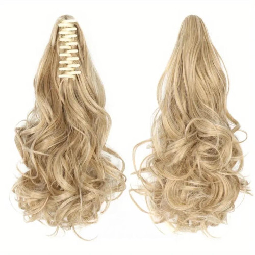 Predlžovanie vlasov, účesy - Colík, vrkoč na štipci - vlnitý 32 cm slamová blond