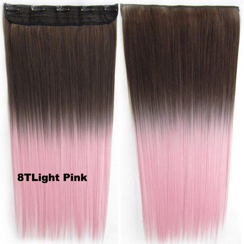 Predlžovanie vlasov, účesy - Clip in vlasy - rovný pás - ombre - odtieň 8 T Light Pink