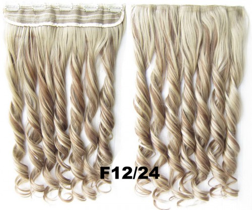 Predlžovanie vlasov, účesy - Clip in pás vlasov - kučery 55 cm - odtieň F12/24