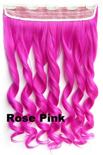 Predlžovanie vlasov, účesy - Clip in pás vlasov - kučery 55 cm - odtieň Rose Pink