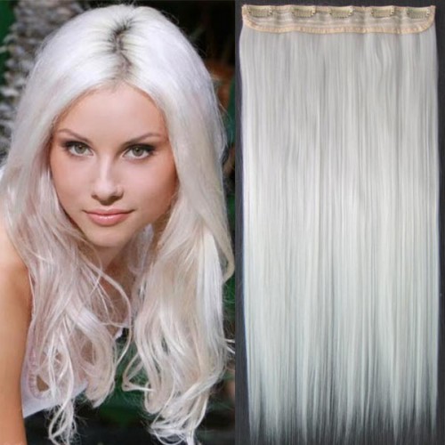 Predlžovanie vlasov, účesy - Clip in vlasy - 60 cm dlhý pás vlasov - odtieň - biely