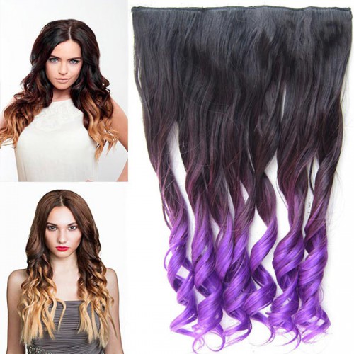 Predlžovanie vlasov, účesy - Clip in pás - kučery - ombre - odtieň 2 T Purple