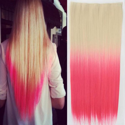 Predlžovanie vlasov, účesy - Clip in vlasy - 60 cm dlhý pás vlasov - ombre štýl - odtieň 613 T Pink