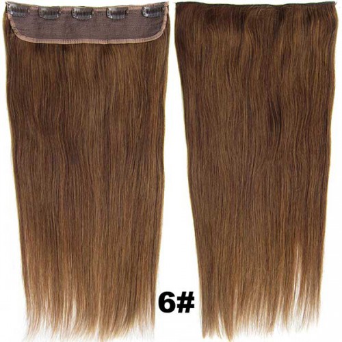 Predlžovanie vlasov, účesy - Clip in vlasy ľudské - Remy 105 g - pás vlasov - 6  svetlo hnedá