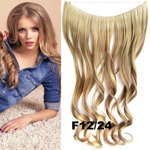 Predlžovanie vlasov, účesy - Flip in vlasy - vlnitý pás vlasov 45 cm - odtieň F12/24