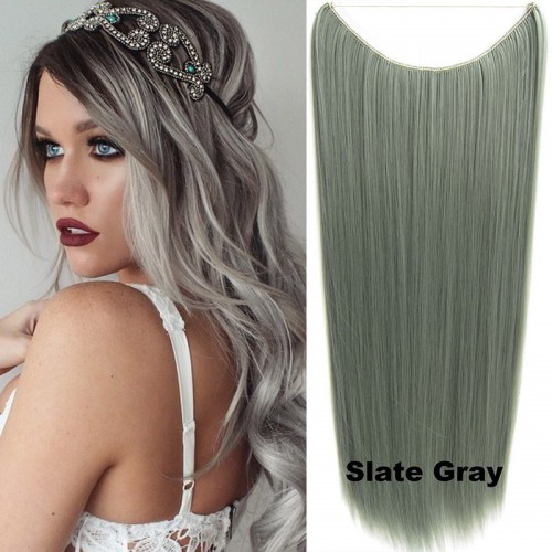 Predlžovanie vlasov, účesy - Flip in vlasy - 60 cm dlhý pás vlasov - odtieň Slate Gray