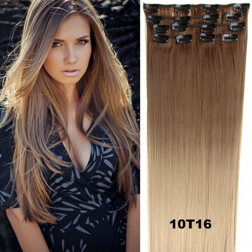 Predlžovanie vlasov, účesy - Clip in sada OMBRE rovná - odtieň 10 T 16