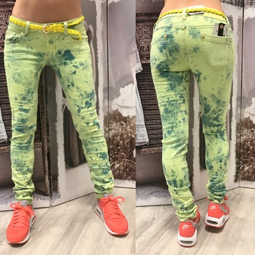 Dámska móda, doplnky - Dámske neon jeans - zelené