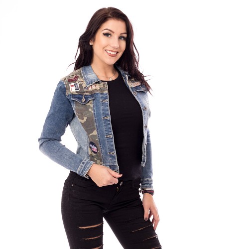 Dámska móda, doplnky - Dámska jeans bunda s aplikáciou Army
