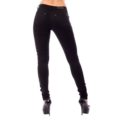Dámska móda, doplnky - Dámske slim jeans s aplikáciou ruže - čierne