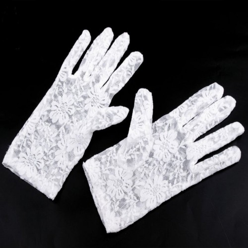 Dámska móda, doplnky - Spoločenské rukavice 21 cm čipkované