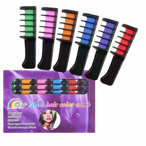 Predlžovanie vlasov, účesy - Mini hrebene na dočasné farbenie vlasov - súprava 6 ks