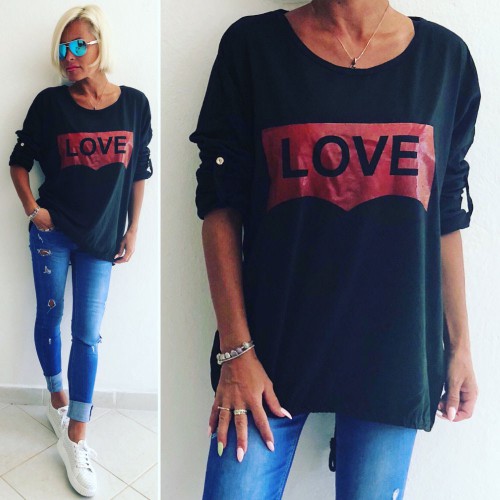 Dámska móda, doplnky - Dámska mikina Love - čierna