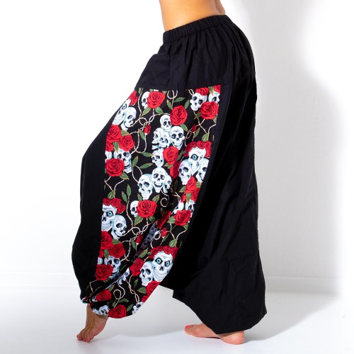 Dámska móda, doplnky - Bumginy Harémové nohavice Rose Skulls