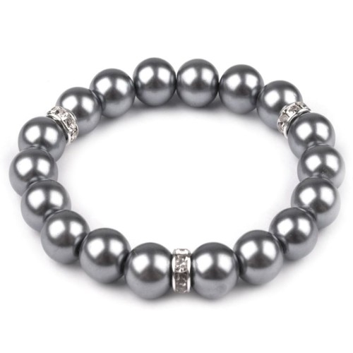 Dámska móda, doplnky - Pružný náramok z perál - šedá perleť