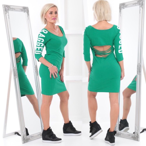 Dámska móda, doplnky - Dámske elastické šaty RAGGED - zelené