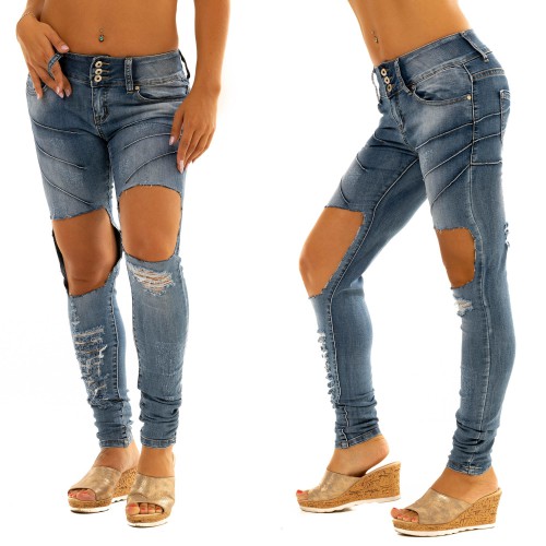 Dámska móda, doplnky - Jeans s aplikáciou a trhaním