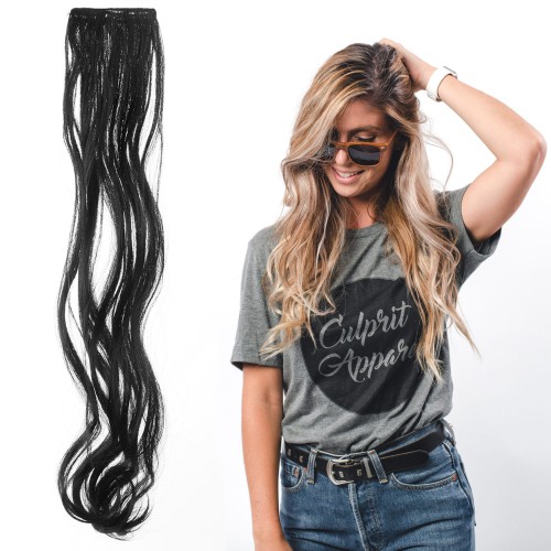 Predlžovanie vlasov, účesy - Vlnitý clip in pásik vlasov v dĺžke 55 cm - odtieň A