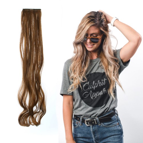 Predlžovanie vlasov, účesy - Vlnitý clip in pásik vlasov v dĺžke 55 cm - odtieň D