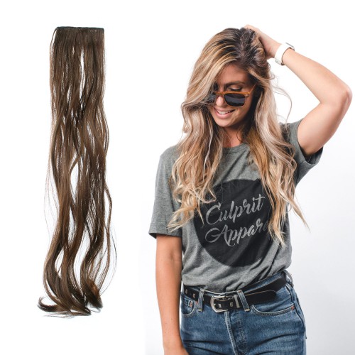 Predlžovanie vlasov, účesy - Vlnitý clip in pásik vlasov v dĺžke 55 cm - odtieň E