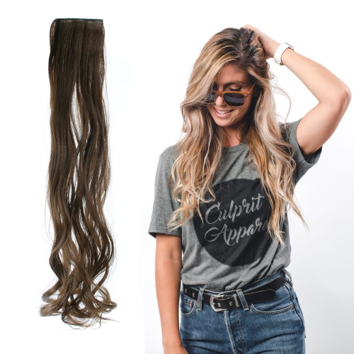 Predlžovanie vlasov, účesy - Vlnitý clip in pásik vlasov v dĺžke 55 cm - odtieň F