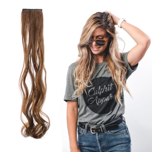 Predlžovanie vlasov, účesy - Vlnitý clip in pásik vlasov v dĺžke 55 cm - odtieň G