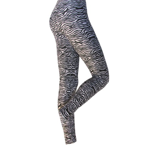 Dámska móda, doplnky - Dámske legíny so vzorom biele zebry