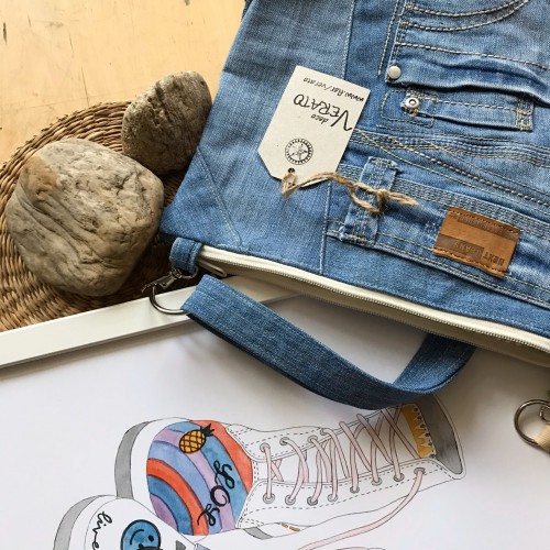 Dámska móda, doplnky - Verato Džínsová taška s vreckami