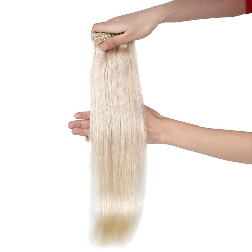 Predlžovanie vlasov, účesy - Clip in vlasy 45 cm ľudské - Remy 70g - odtieň 60
