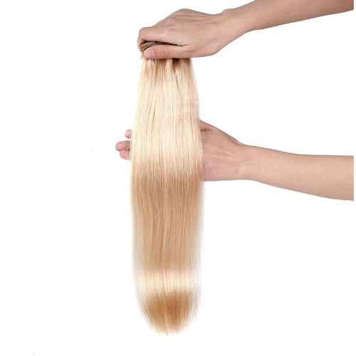 Predlžovanie vlasov, účesy - Clip in vlasy 45 cm ľudské - Remy 70g - odtieň 27/613