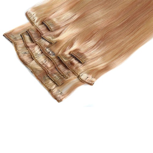 Predlžovanie vlasov, účesy - Clip in vlasy 45 cm ľudské - Remy 70g - odtieň 27/613