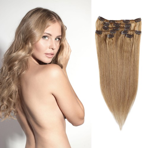 Predlžovanie vlasov, účesy - Clip in vlasy 45 cm ľudskej - Remy 70 g - odtieň 12