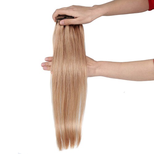 Predlžovanie vlasov, účesy - Clip in vlasy 51 cm ľudské - Remy 70g - odtieň 27