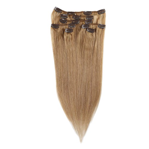 Predlžovanie vlasov, účesy - Clip in vlasy 55 cm ľudské - Remy 70g - odtieň 12 - zlatavo hnedá