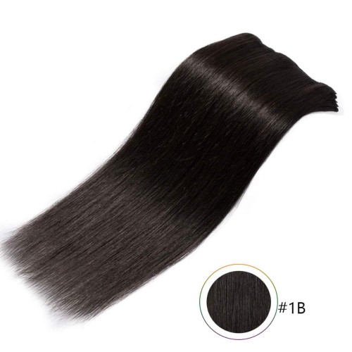 Predlžovanie vlasov, účesy - Clip in vlasy 55 cm ľudské - Remy 70g - odtieň 1B - prírodna čierna