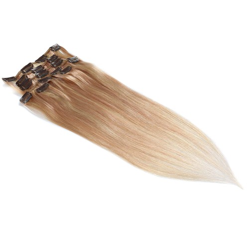 Predlžovanie vlasov, účesy - Clip in vlasy 51 cm 100% ľudské - Remy 100 g - odtieň 27/613 - mix blond