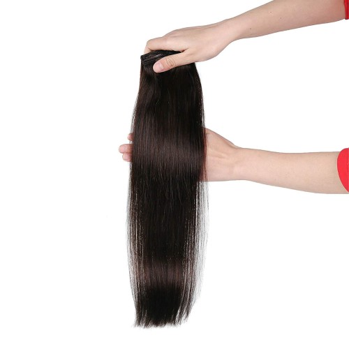 Predlžovanie vlasov, účesy - Clip in vlasy 55 cm 100% ľudské - Remy 100 g - odtieň 2 - tmavo hnedá