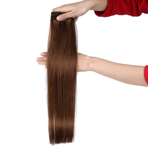 Predlžovanie vlasov, účesy - Clip in vlasy 55 cm 100% ľudské - Remy 100 g - odtieň 6 - stredne hnedá