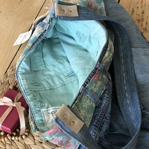 Dámska móda, doplnky - Verato Džínsová kabelka s šatkou do zelena