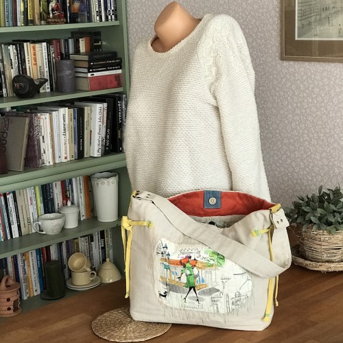 Dámska móda, doplnky - Verato Ľanová kabelka s aplikáciou