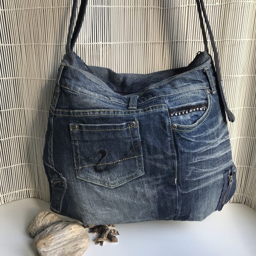 Dámska móda, doplnky - Verato Originálna džínsová tmavo modrá kabelka