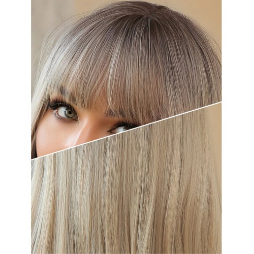 Predlžovanie vlasov, účesy - Parochňa ALEX s ofinou - studená plavá blond