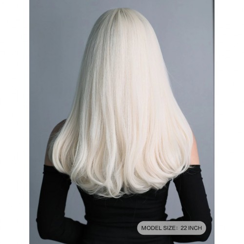 Predlžovanie vlasov, účesy - Parochňa MIA s ofinou - svetlá snehová blond