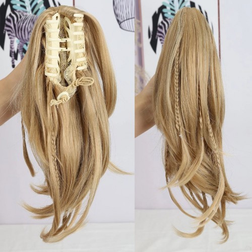 Predlžovanie vlasov, účesy - Vrkoč na štipci s vrkôčiky - blond