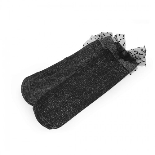 Dámska móda, doplnky - Dámske ponožky s mašľou a lurexom